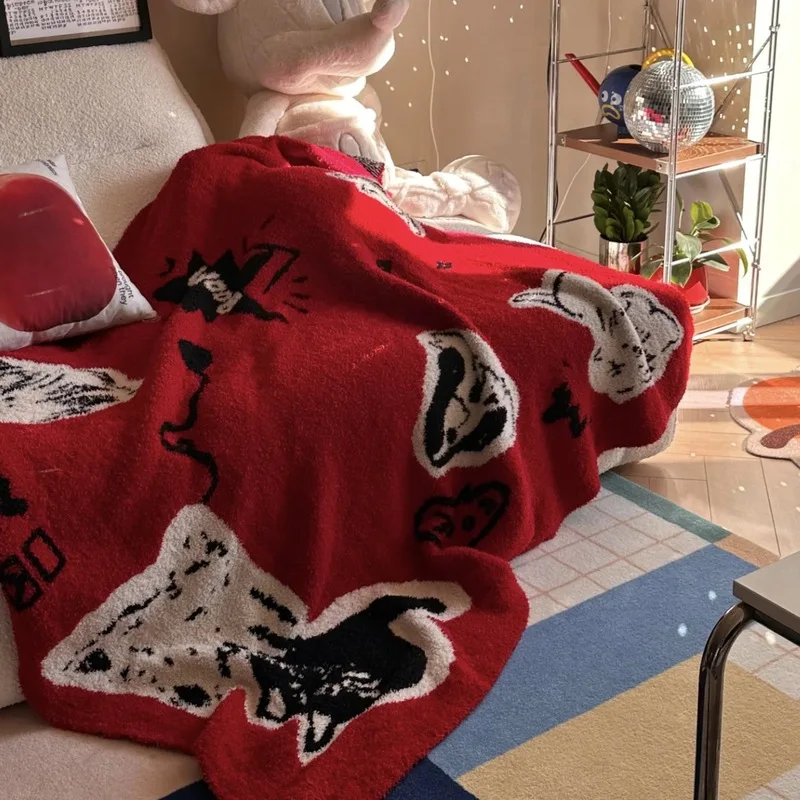 New Year Red Puppy Blanket A Class Maternity Grade Soft Skin - Friendly Ins Style Sofa Throw Kids 80+