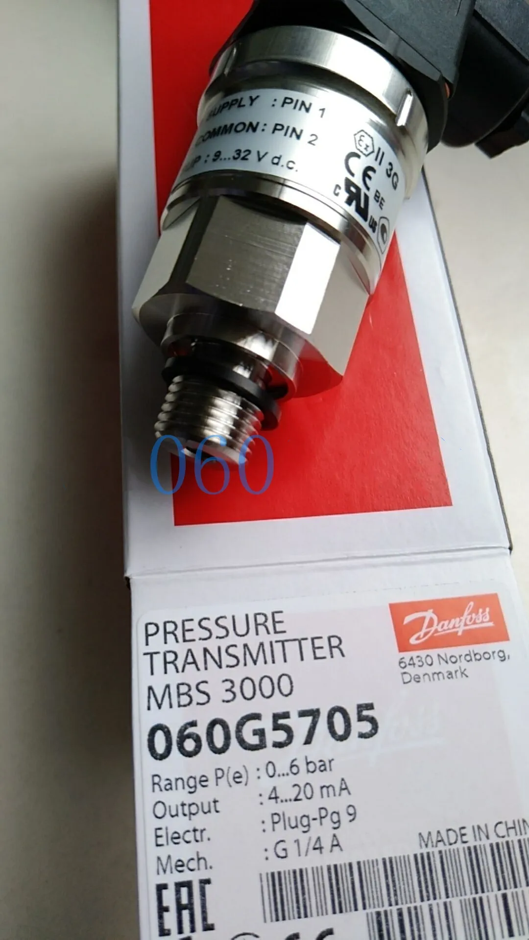 

Primary agent MBS3000 060G5705 Danfoss pressure sensor 0-6bar 4-20mA