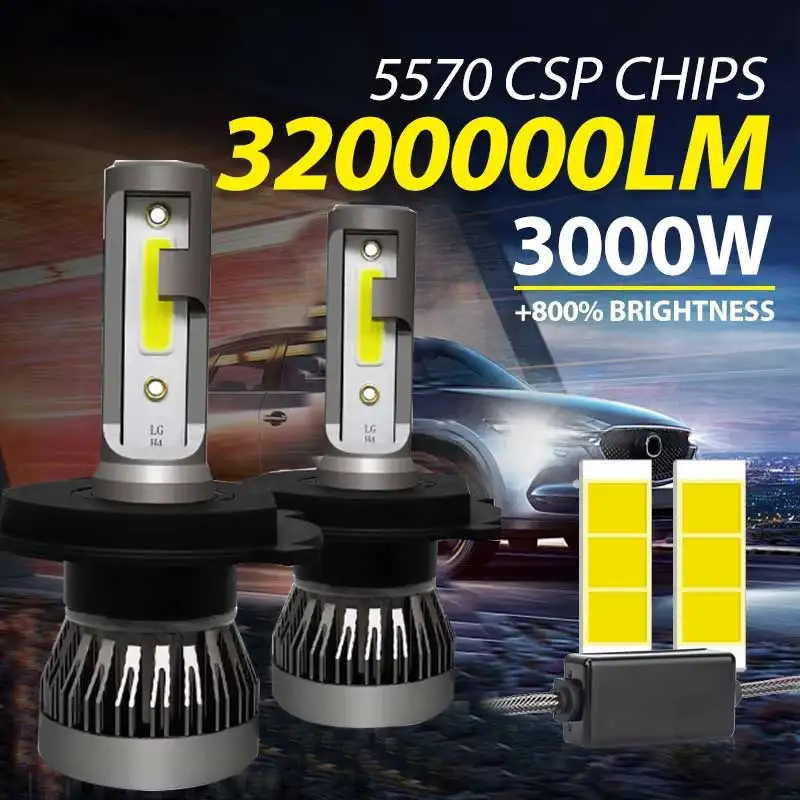 H4 H7 Car Headlight H1 LED Bulb H8 H11 9005 HB3 9006 HB4 9004 HB1 H3 HB5 H13 LED Lights 20000LM Turbo Lampada 12V