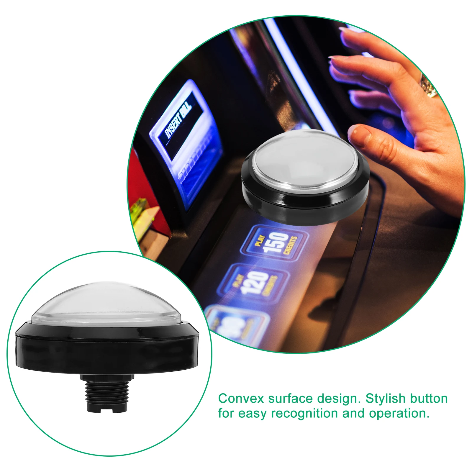 

Round LED Push Buttons White Game Machine Toys Replacement Supplies Self-Reset Use Gaming Button Prop