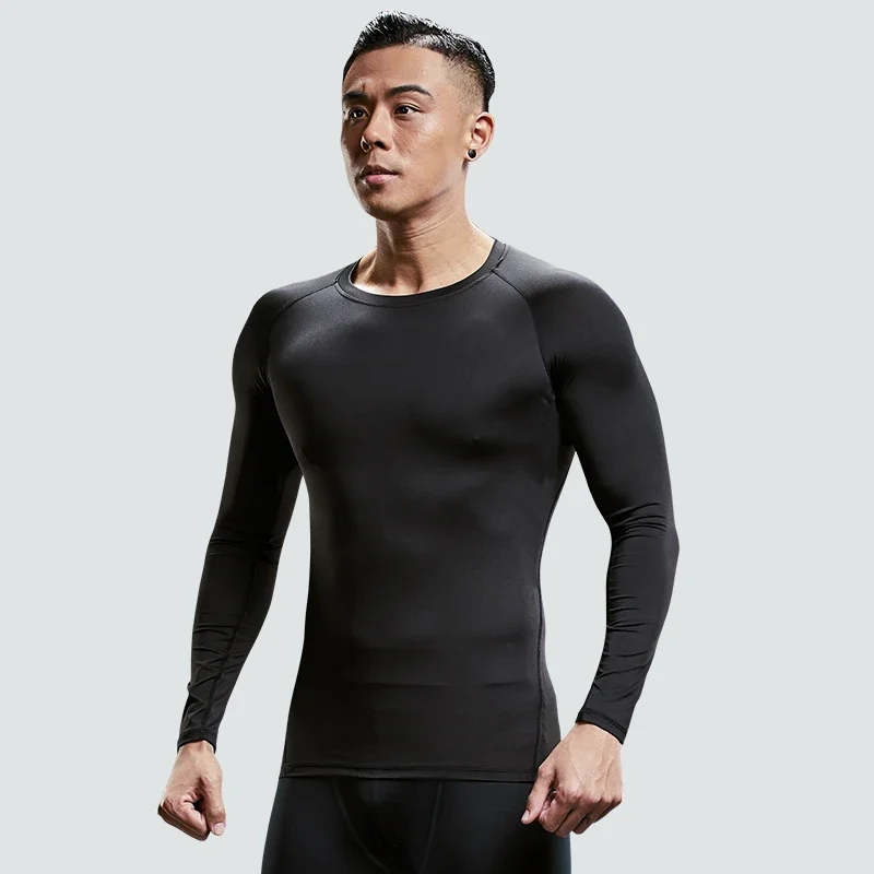 Fitness Clothes Tights Men\'s Quick Dry Running Long Sleeve T-shirt Sports Underwear Suit Football Training Basketball Base Ski