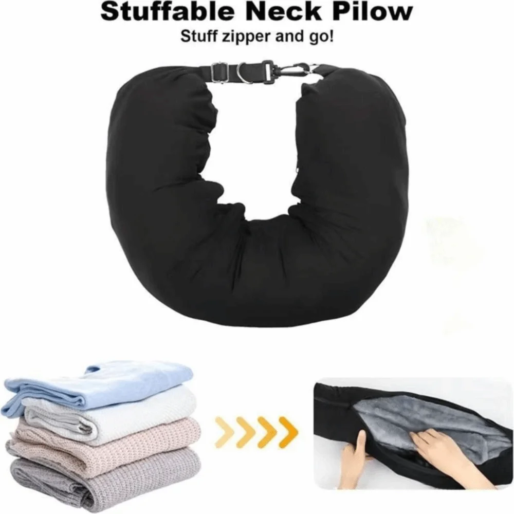 Adjustable Straps Fillable Neck Pillow Stuff With Clothes Comfortable Stuffable Pillowcase Extra Luggage Fits Up to 3 Days