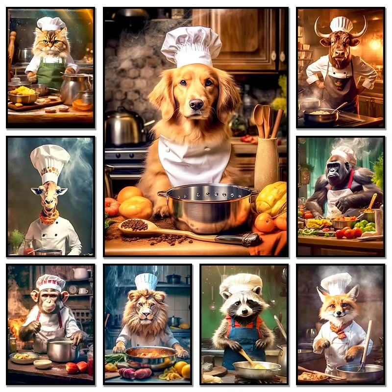 Animal Chef Jigsaw Puzzle 1000Pieces Paper Puzzle Cute Kitchen Animal Art Relaxing Game Home Decor Gift