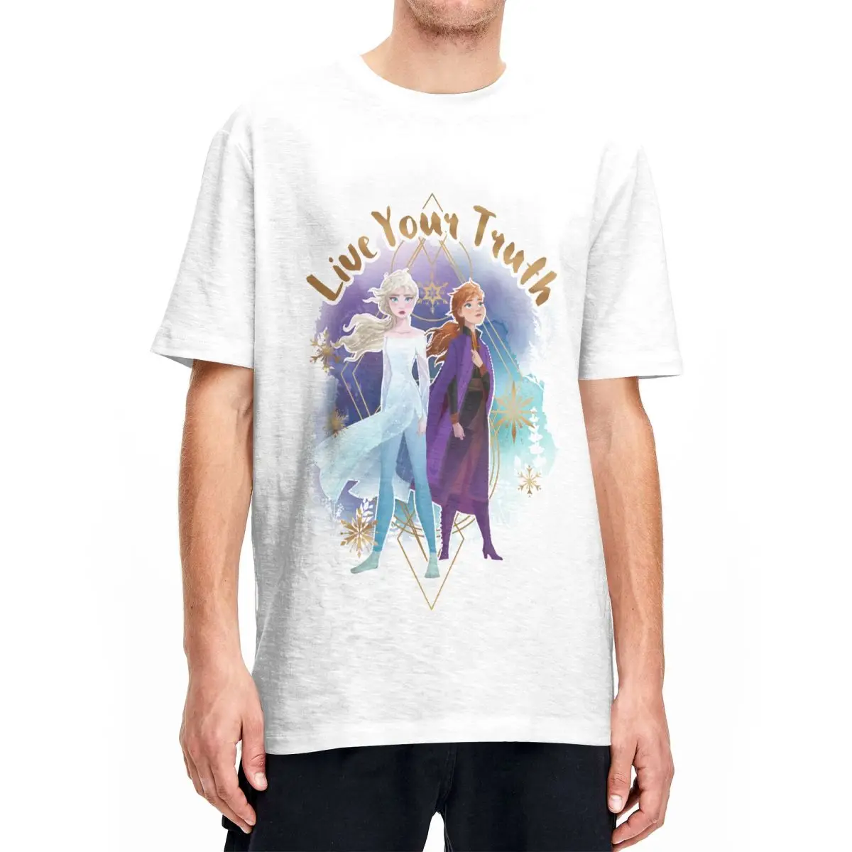 Frozen Anna Elsa T-Shirts Men Women Crazy Pure Cotton Tees Round Neck Short Sleeve T Shirts Birthday Present Tops