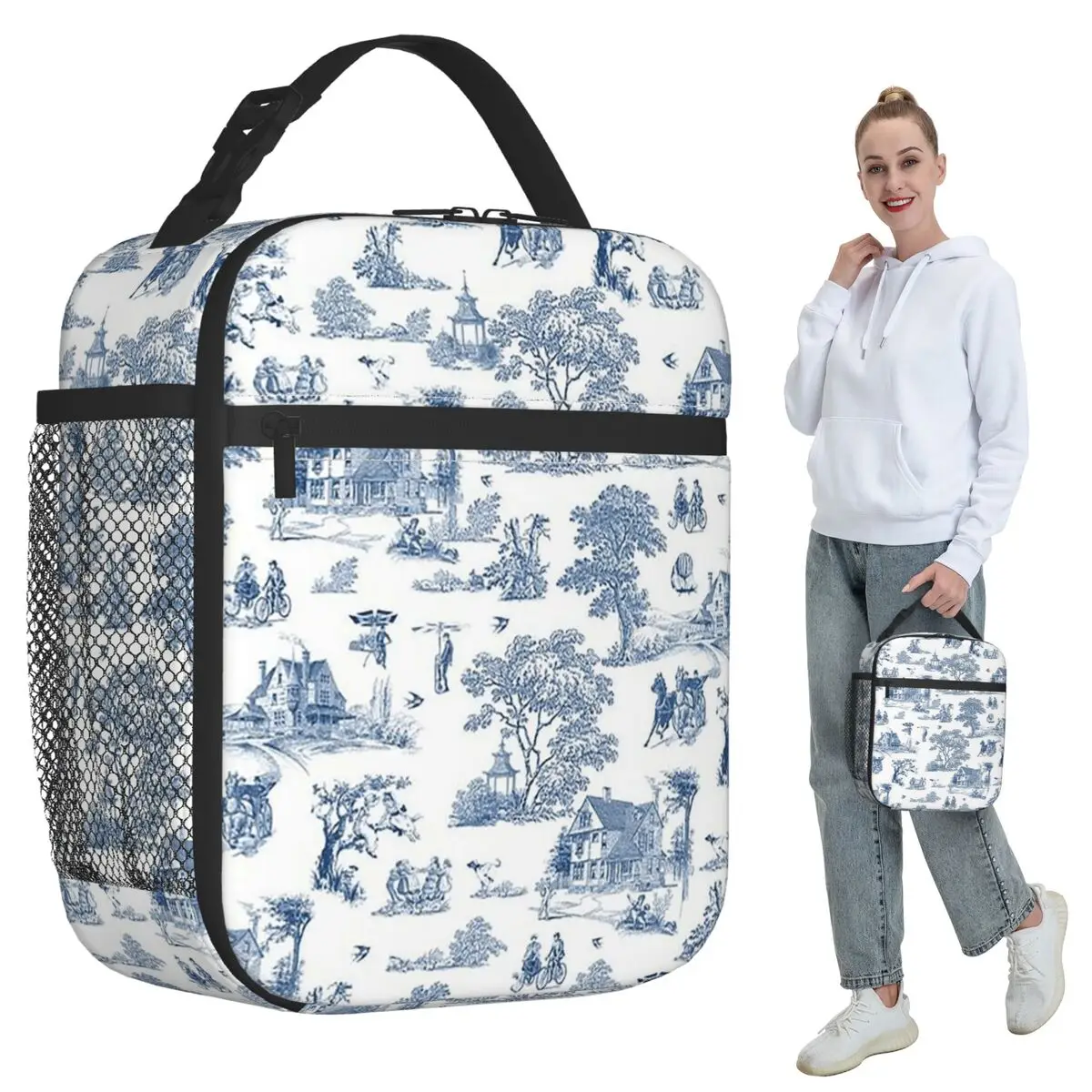 

Термосумка для обедов с французским мотивом Toile De Jouy для детей, школьная термосумка-холодильник, герметичный контейнер для еды