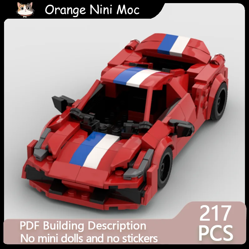 

City Car Speed Racing Model MOC Building Bricks Red Sportscar 488 Modular Technology Gifts Holiday Assemble Children Toys Suit