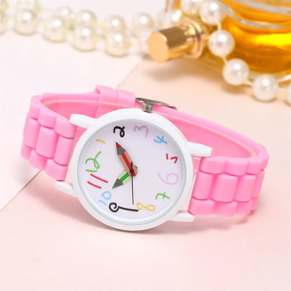 Women Watch Fashion Simple Pencil Design Digital Quartz Watches Casual Jelly Multicolour Silicone Ladies Clock Dress Wristwatch