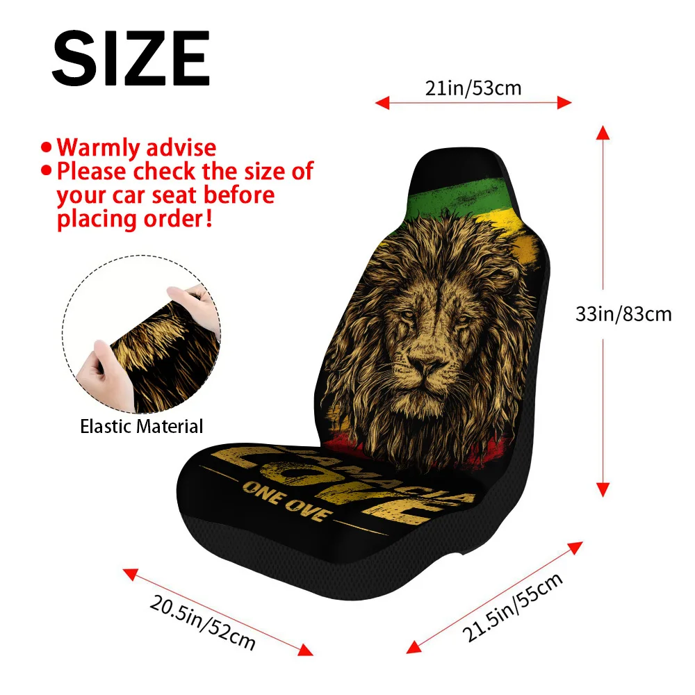 Set Of 2, Jamaica Lion Pride Themed Car Seat Covers – A Stylish And High-Quality Full Set Suitable For Most Vehicles, Featuring