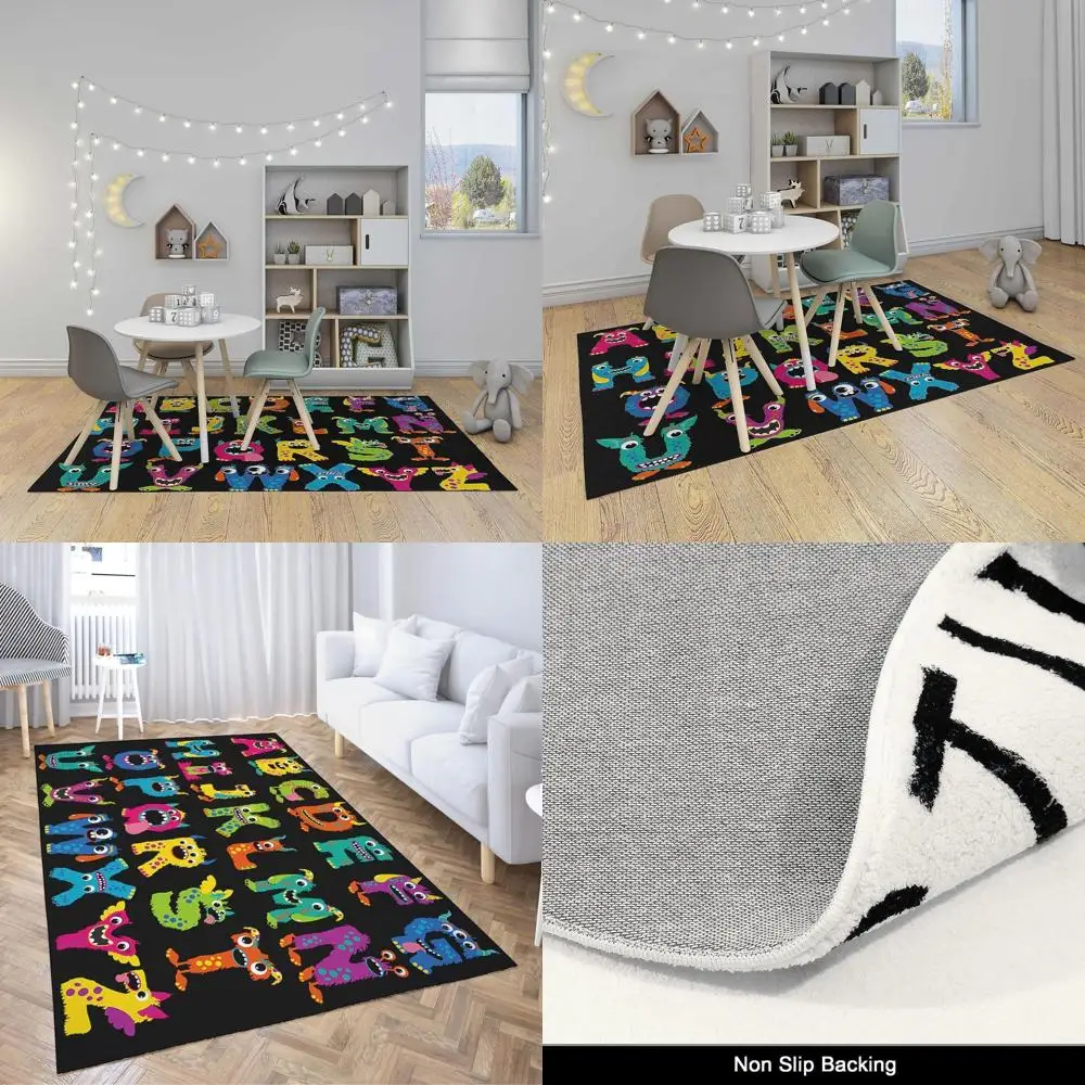 

Противоскользящие коврики с изображением алфавита монстра, 5x7 футов, идеально подходят для дома, классной комнаты и жизни