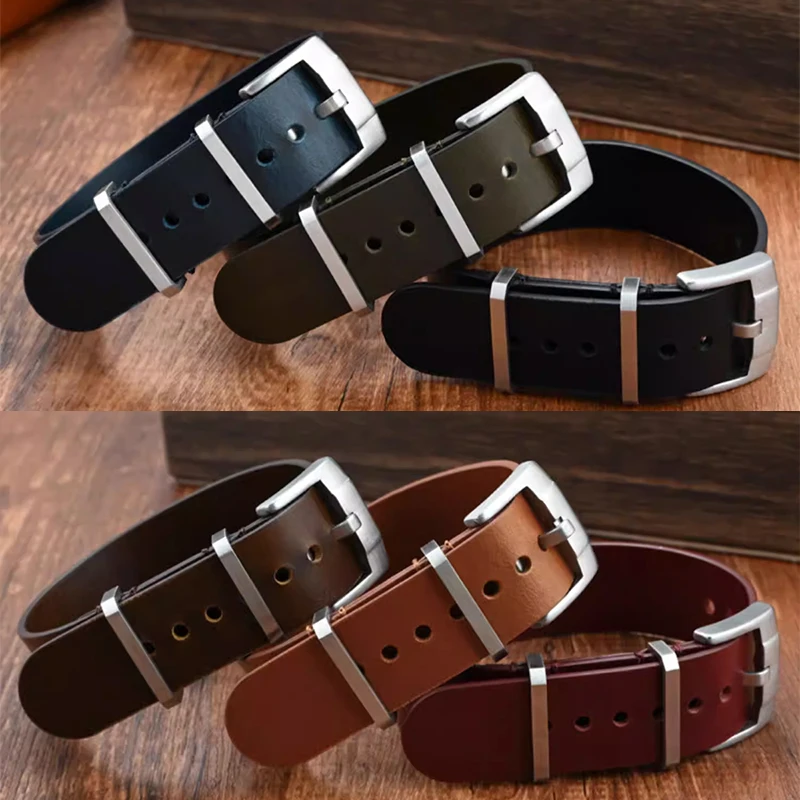 20mm 22mm Universelles Hochwertiges Retro PU-Leder Uhrenarmband Oberste Schicht Ölwachs Verstellbares Leder-Uhrenarmband für Omega