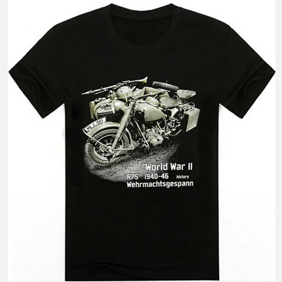 WWII sgespann R75 Heavy Duty Motorcycle Side Car T Shirt. Short Sleeve 100% Cotton Casual T-shirt Loose Top Size S-3XL