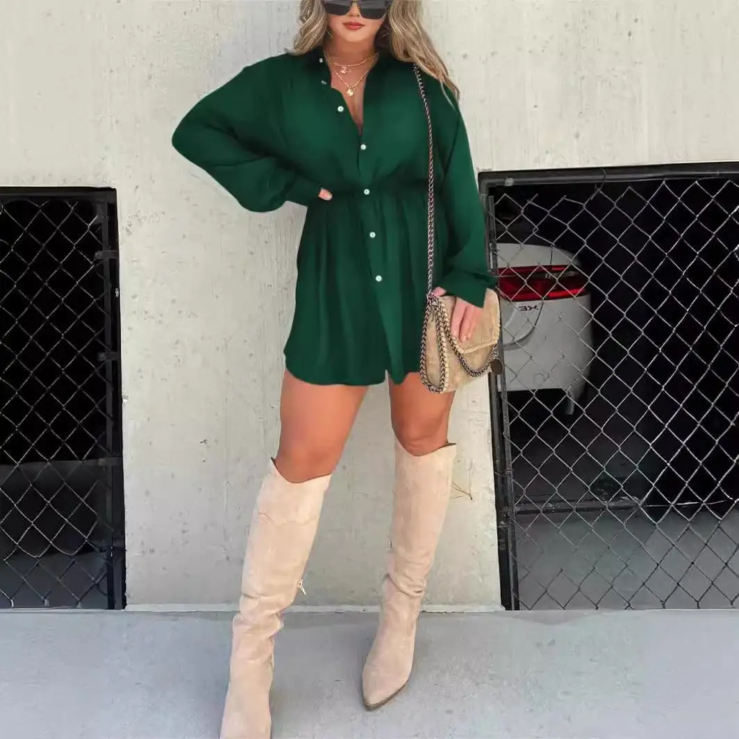 بدلة قفز نسائية طويلة مستقلة من Sve irt طقم عصري لموسم الخريف Briti Sle للكبار لون نقي بدلة تي شيرت #2