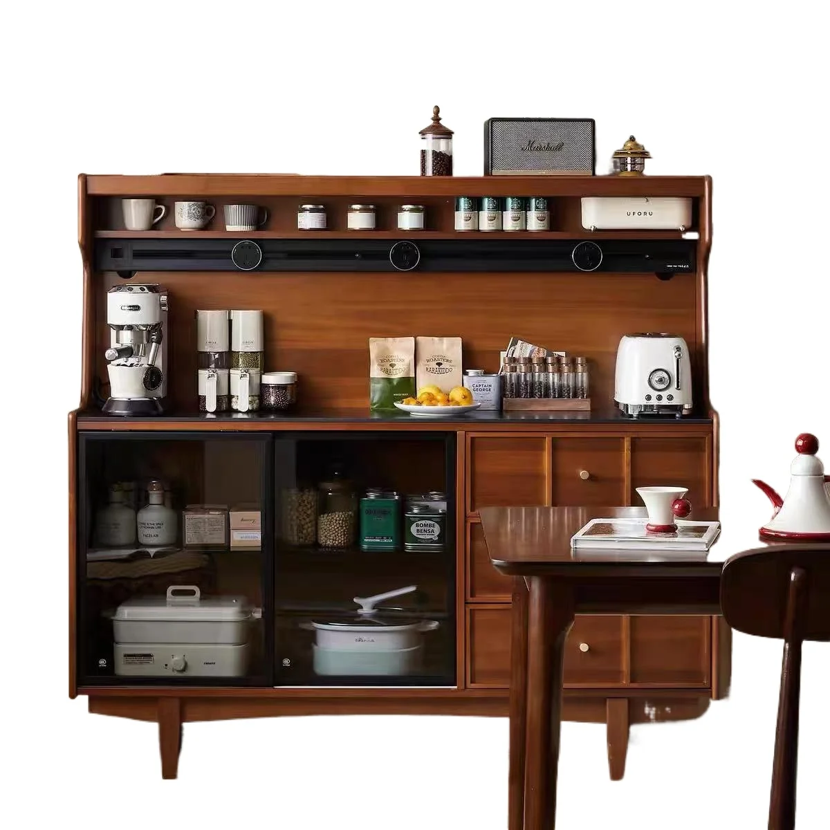 

Скандинавский обеденный боковой шкаф из цельного дерева, встроенный кофейный чай, каменная плита, винный шкаф для хранения в гостиной, японская мебель