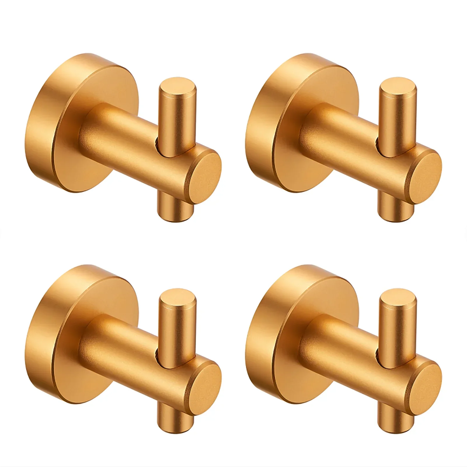 Round Base Wall Hanging Hook with Screws- Brushed Gold Hook, 4 Pack, for Entry Shoe Cabinet, Wardrobe Bathroom Bedroom Furniture