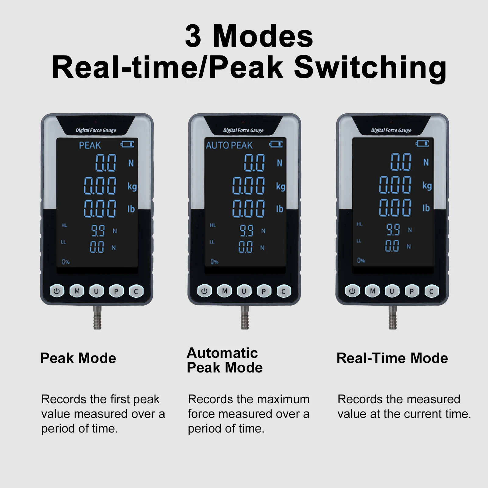 مقياس القوة الرقمي دفع سحب مقياس القوة المحمولة دينامومتر مع 3 وحدات N/LB/Kg السيارات الخلفية LCD اختبار إيقاف التشغيل التلقائي