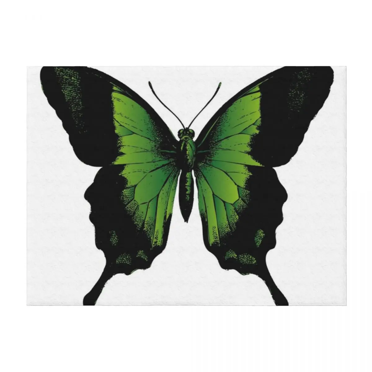 

Green Butterfly Butterflies Insects Wings Nature Green and Black Throw Blanket Hair Plaid on the sofa Soft Plaid Blankets