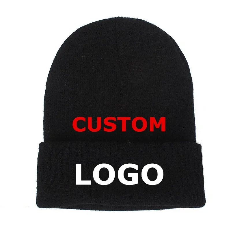 Diseña tu propio gorro con estampado o logotipo de texto bordado, gorros de invierno para hombre y mujer, gorros
