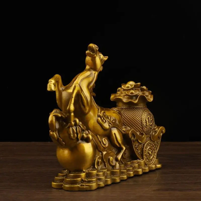 Copper Gold Ingot Ornament, Cart, Pulling Golden Chest, Horse Bringing Wealth