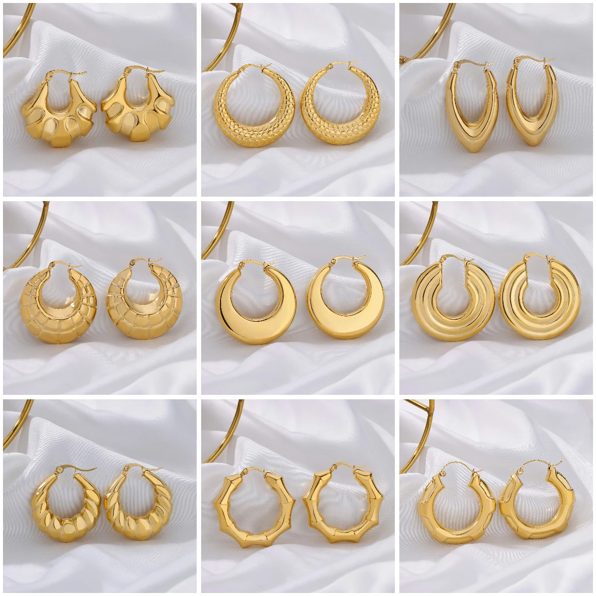 

316L Stainless Steel Irregular C Shaped Earrings For Women Gold Color Exaggerated Earrings Christmas Jewelry Gift Wholesale
