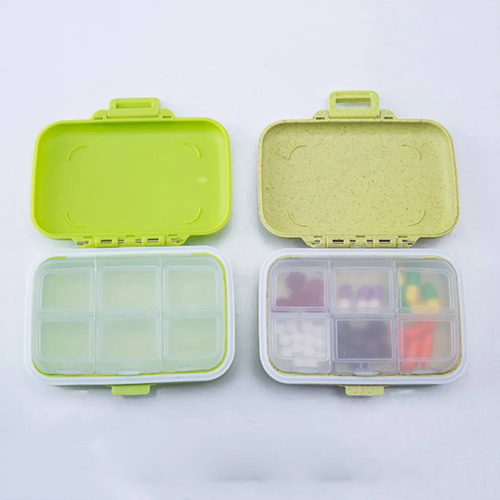 Six Compartments Portable Pill Box Organizer Medicine Dispenser Travel Case Storage Holder Vitamin Tablet Container Random Color