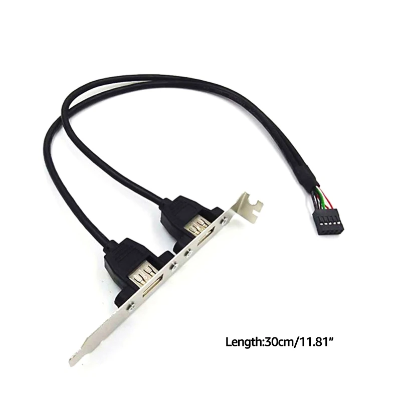 2 Port USB 2.0 Motherboard Rear Panel Expansion Bracket to IDC 9 Pin Motherboard USB Cable Host Adapter