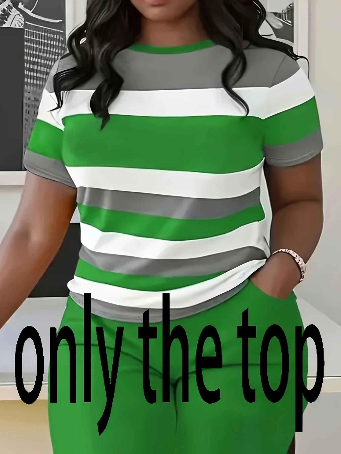 قطعة واحدة للسيدات تي شيرت مخطط عصري بأكمام قصيرة، بلوزة محبوكة كاجوال برقبة دائرية، مناسبة للربيع والصيف