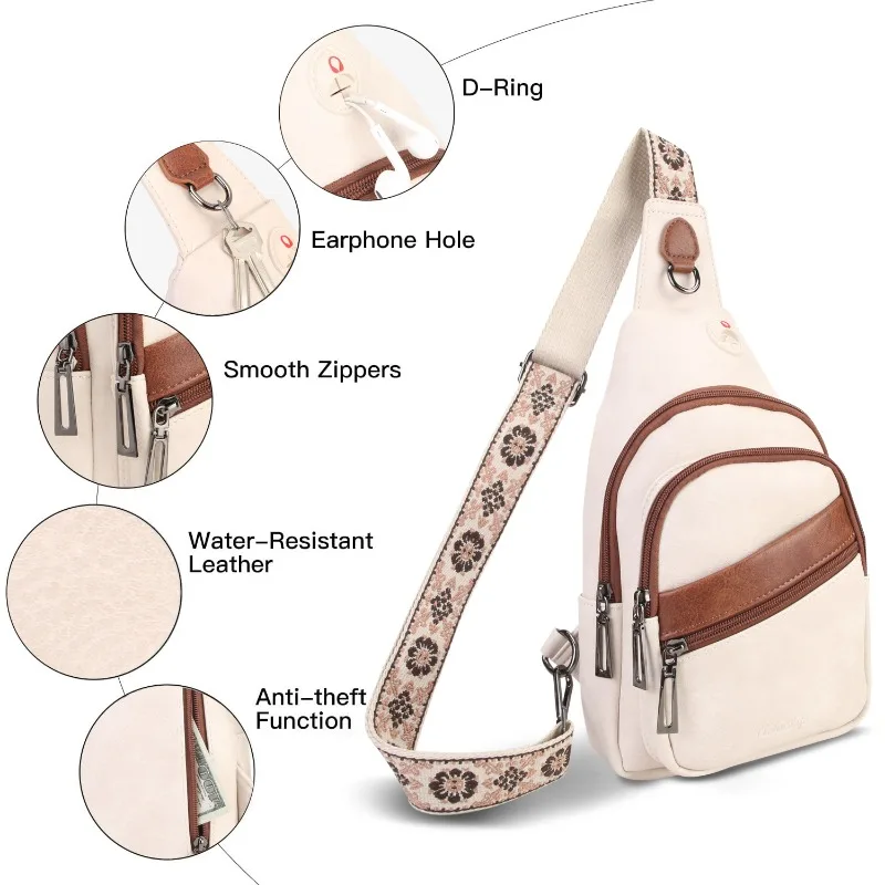 Unisex Sling Bag with Multi-Compartment Lightweight Casual Crossbody Chest Pack Versatile Travel Daypack