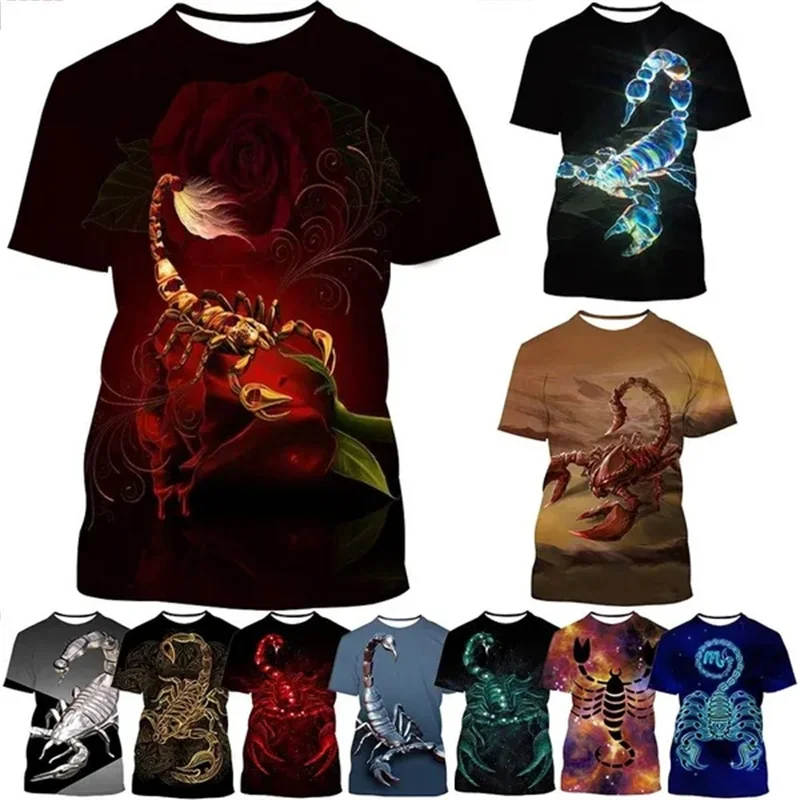 

New Fashion Scorpion 3D Men's Printed T-shirt Personality Carnivore Unisex Casual Round Neck Animal Short-sleeved T Shirts Tops