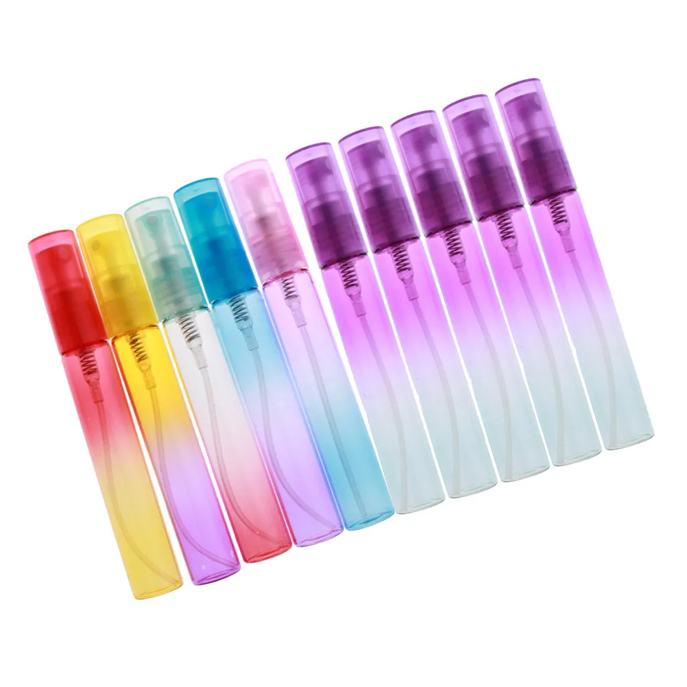 

Набор из 10 многоразовых стеклянных флаконов-спреев объемом 8 мл с градиентным эффектом для путешествий, для парфюмерии и кремов, пустые емкости для хранения