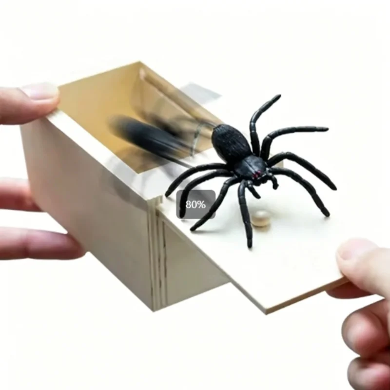 Funny Gift Spider Trick Box Scare Box Wooden Plastic Prank Hidden Box Suprise Game Prank Trick Friend Halloween Party Gift Decor view 3