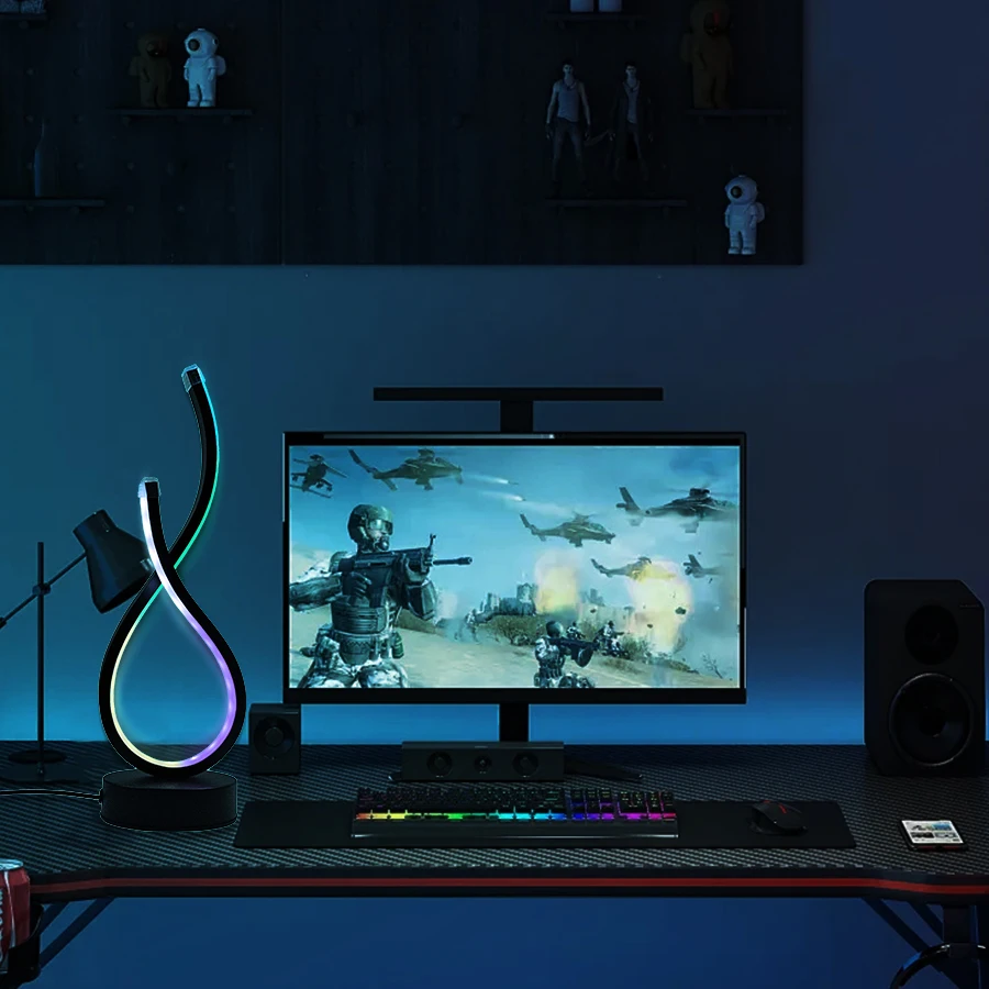 Modern LED Desk Lamp with USB Power, Adjustable Lighting, and Button Control