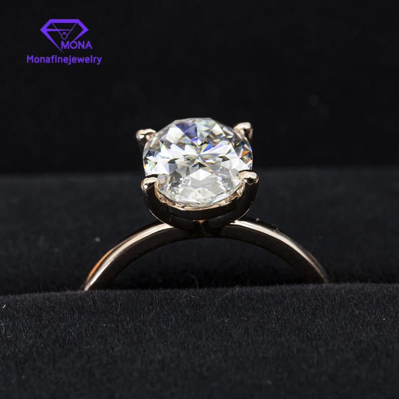 

Luxury Oval Hybird Cut 5x7mm 14K Yellow Gold Big Exquisite GH Moissanite Ring Shining Fine Jewelry