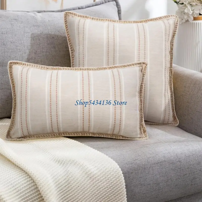 H7ED Pillow Cover Moisture Wicking Bedding Smooth Textured Surfaces Minimalists Home Decoration Neutral Tone