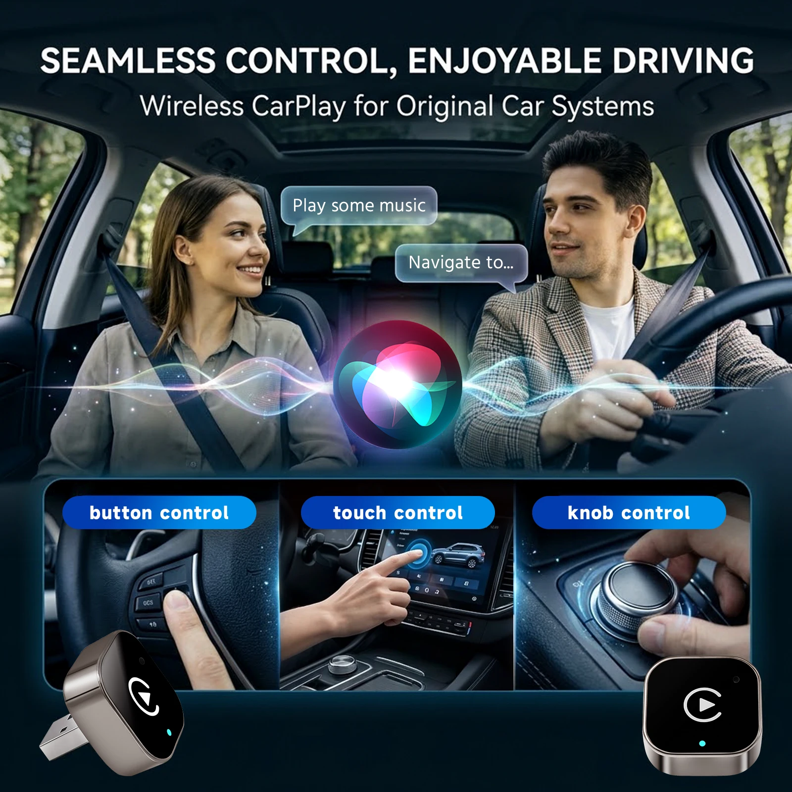 Kabelloser CarPlay-Adapter 2026 Verbessert – Geeignet für Apple iPhone & Android, mit Kompakter Größe, Plug-and-Play-Komfort und F – Detail 3
