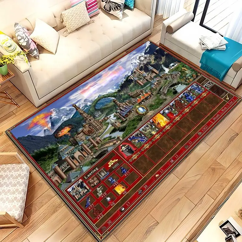 Classic Game Heroes of Might and Magic Map Living Room Non-Slip Area Rug Soft Carpet for Bedroom Kids Sofa,Home Decor Doormat