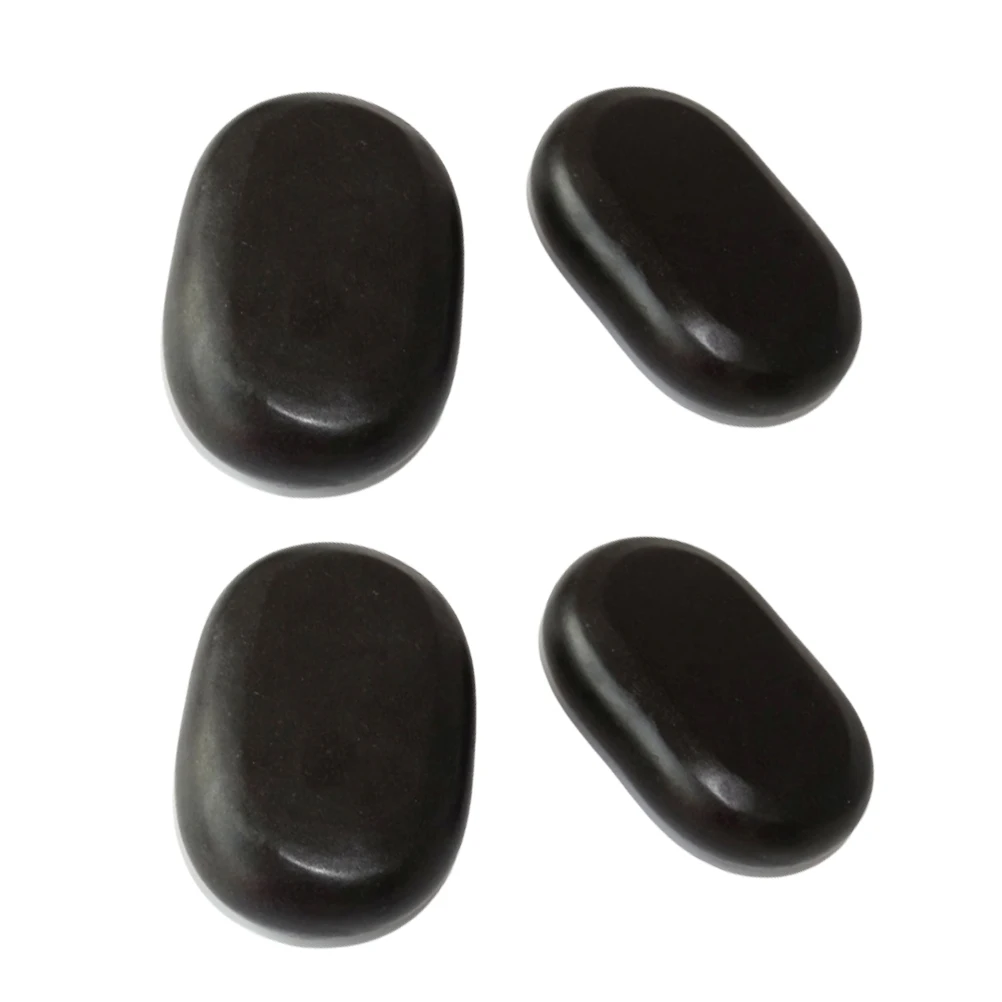 

2Pcs 11x7cm Volcanic Energy Massage Stone Therapy Tool for Spa Skin Care Essential Oil Diffuser Black Smooth