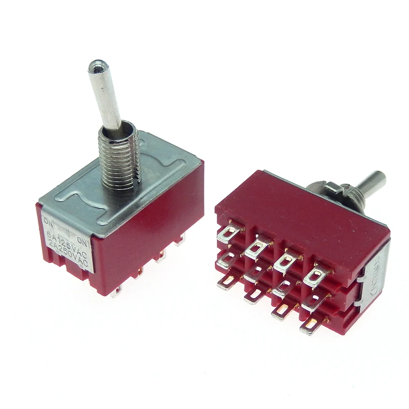 1 PC NEW Red 12 Pins ON-OFF-ON/ON ON 3/2 Position Mini Toggle Switch AC 6A/125V 2A/250V With Solder Terminal waterproof