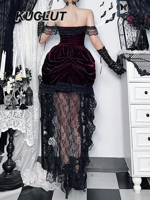 Fashion High Street Costume Ladies Long Dress Y2k Gothic French Style Lace  Elegant Women's Sexy Dresses Summer 2025 New - AliExpress 200000345