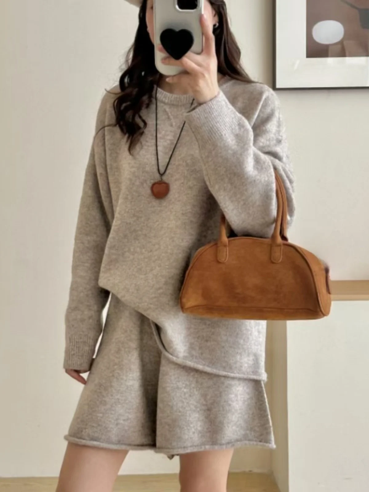 

Осенний наряд, женский свободный круглый комплект из двух предметов в Корейском стиле, винтажный свитер, джет, универсальный модный ансамбль