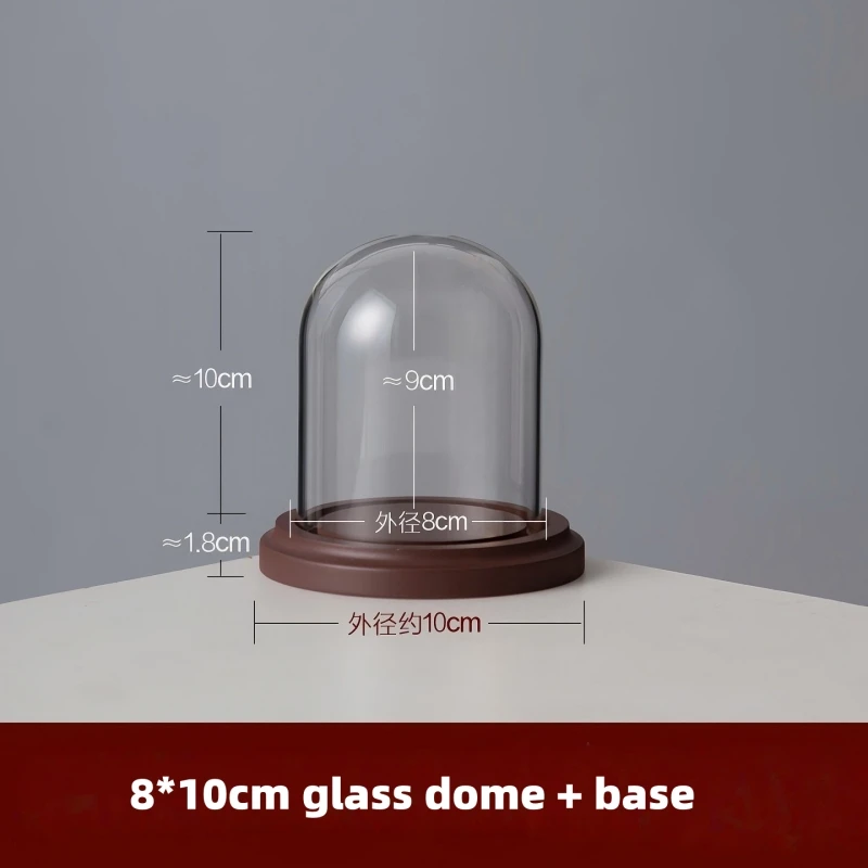 2sets/pack 8*10cm Glass Dome Vase Home Decoration Creative New Style Base Transparent Cover DIY Friend Gift Wedding Favor Prop