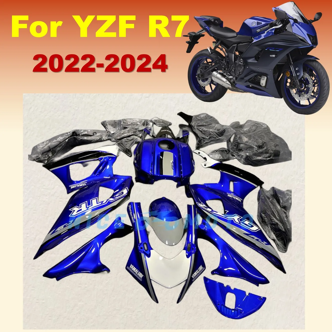 

Motorcycle Shell Cover Fairing Kit For YAMAHA YZF R7 2022 2023 2024 yzf-r7 22 23 24 YZFR7 Blue Fairings set