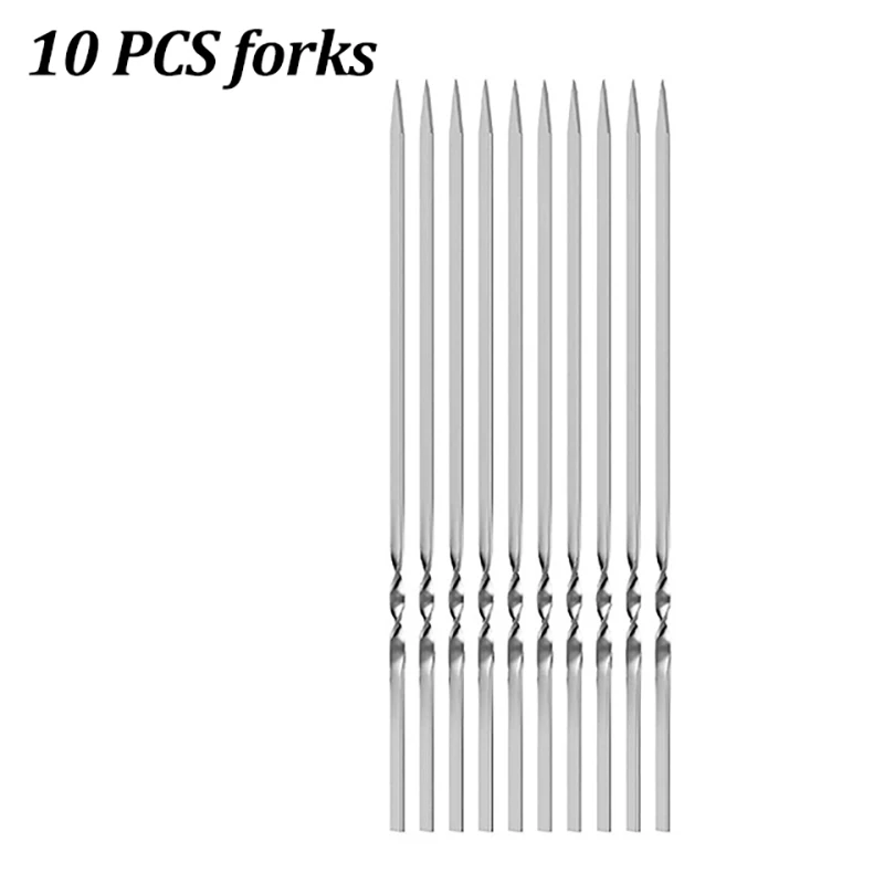 10/20 Stuks Rvs Barbecue Spies Herbruikbare Platte BBQ Naald Stok Barbecue Gereedschap voor Outdoor Camping Party Accessoires
