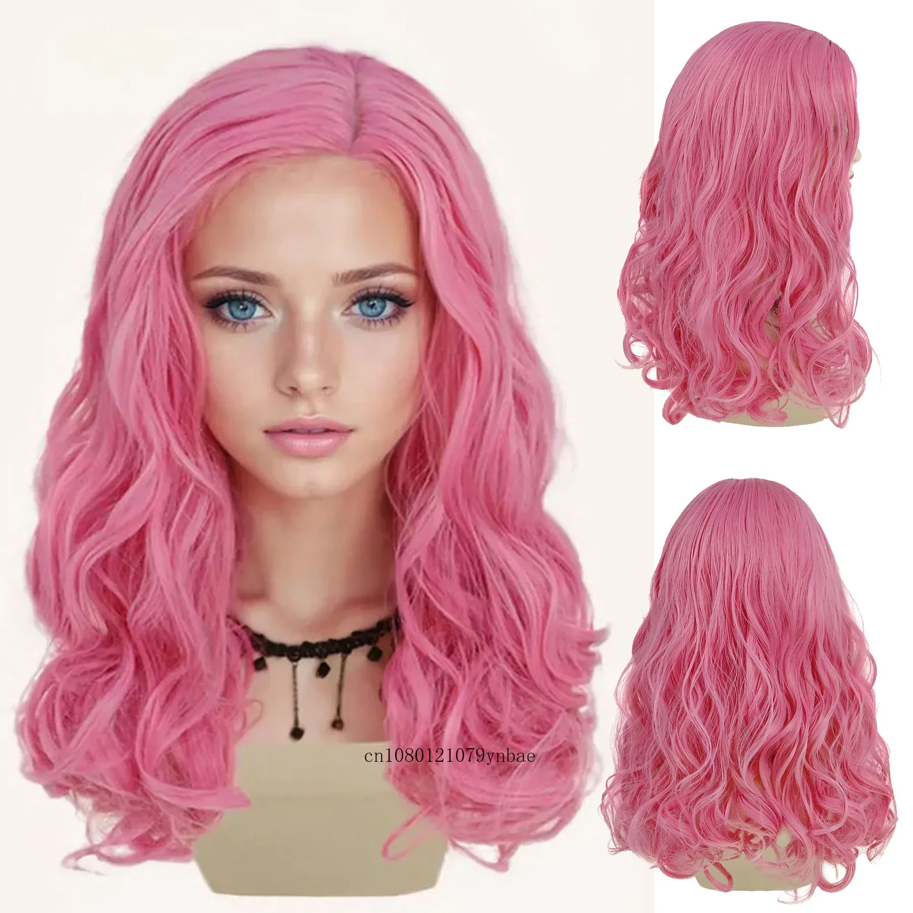 

26 Inch Long Wavy Wig Synthetic Pink Anime Cosplay Wigs for Women Girls Halloween Costume Party Heat Resistant Natural Looking