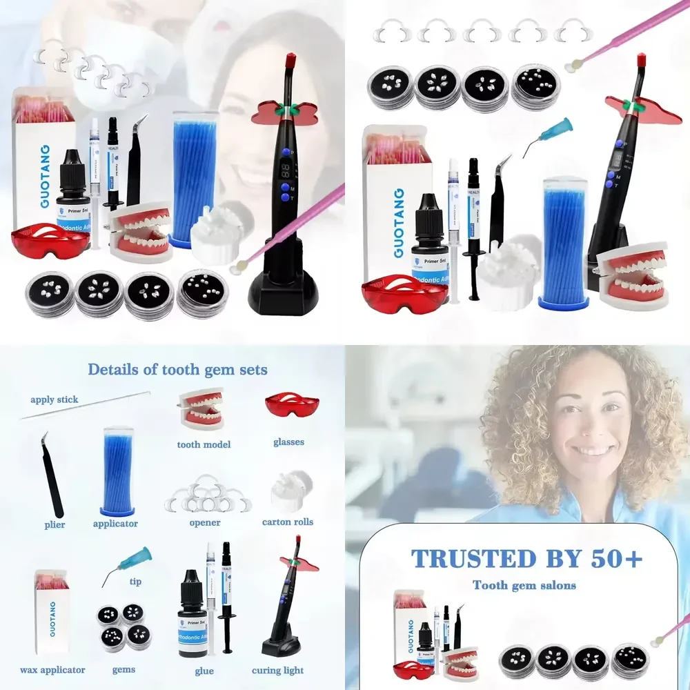 【CHIMU HOME】 Professional DIY Makeup Tooth Gem Kit Includes Curing Light and Glue for Teeth Whitening Accessories