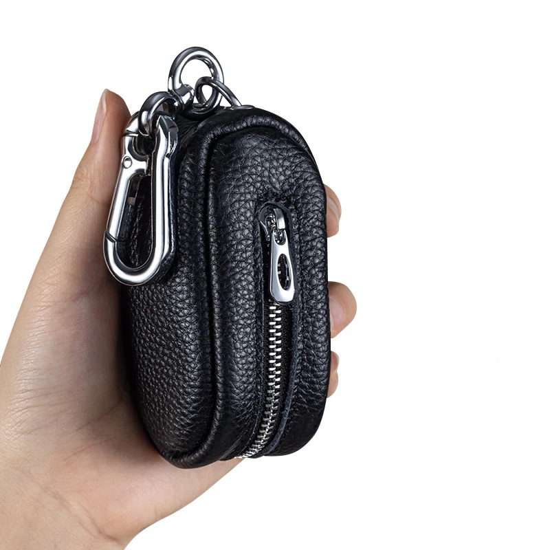 Pu Leather Car Key Wallets Zipper Coin Purse Pocket Solid Color Door Keys Storage Change Bag Keyring Portable Classic Unisex