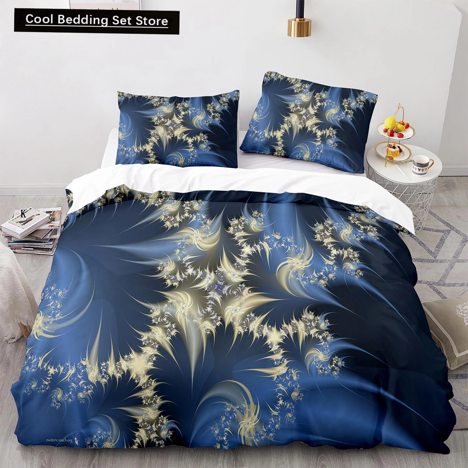 

3D Snowflake King Queen Duvet Cover Romantic Purple Snow Landscape Bedding Set for Kids Teens Adults Christmas Soft Quilt Cover