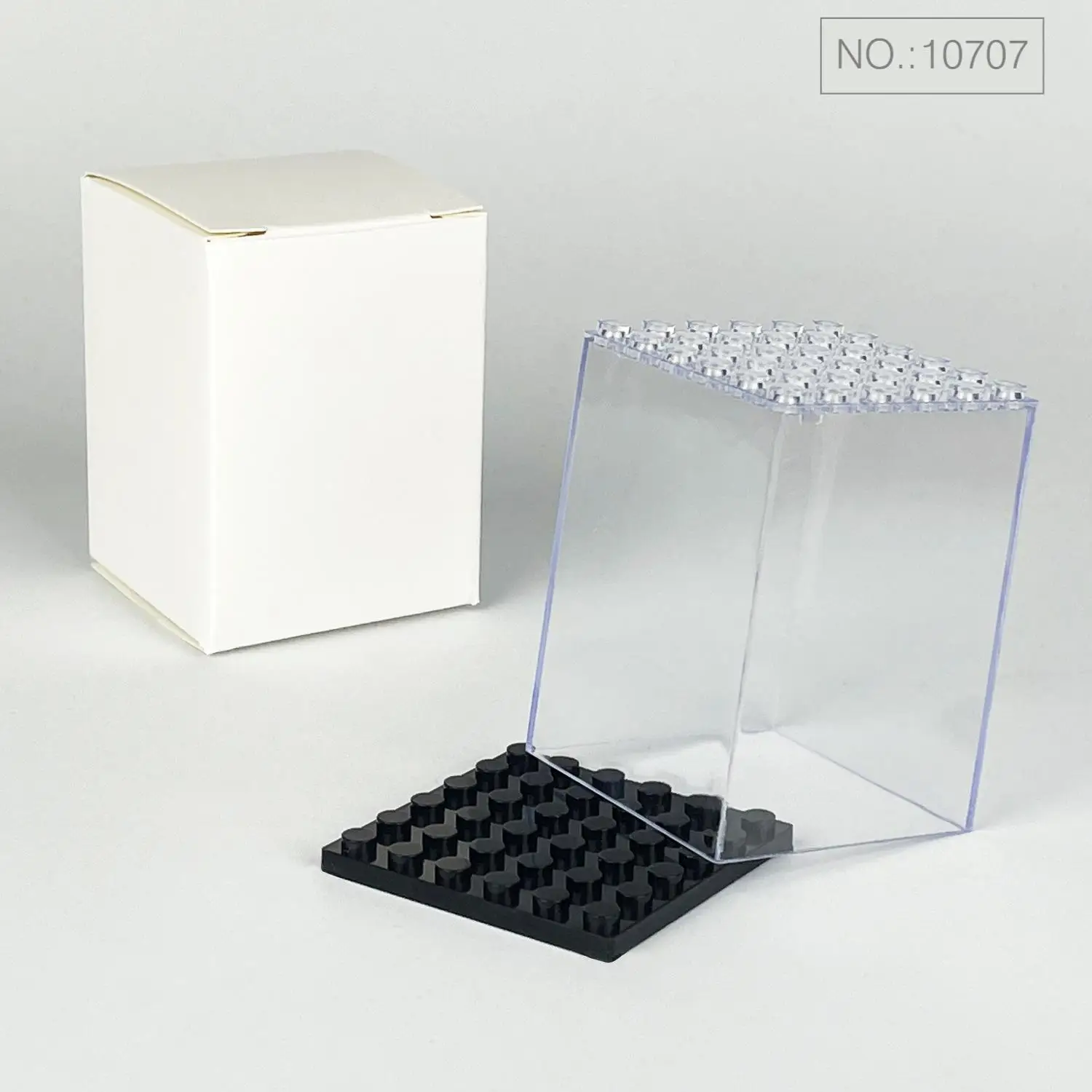 ABS Display Box For Figure Doll Building Bricks Small Particles Suitable Clear Desktop Dustproof Stackable Storage Square Box