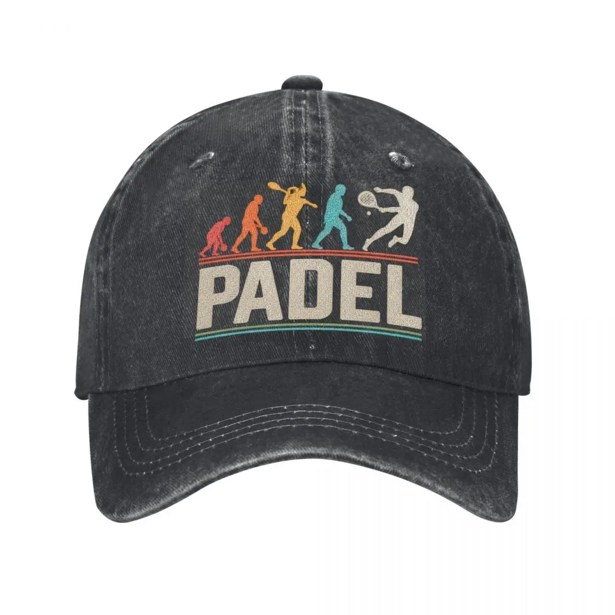 Padel Evolution Player Silhouettes Racket Sport Design Washed Baseball Cap Outdoor Hat