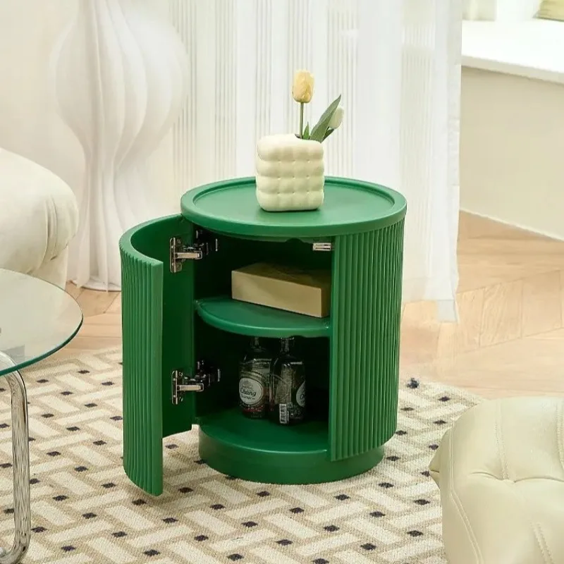 

Простой двухъярусный приставной столик с ящиком, круглый пластиковый столик для гостиной, спальни, небольшой акцентный столик-оттоманка