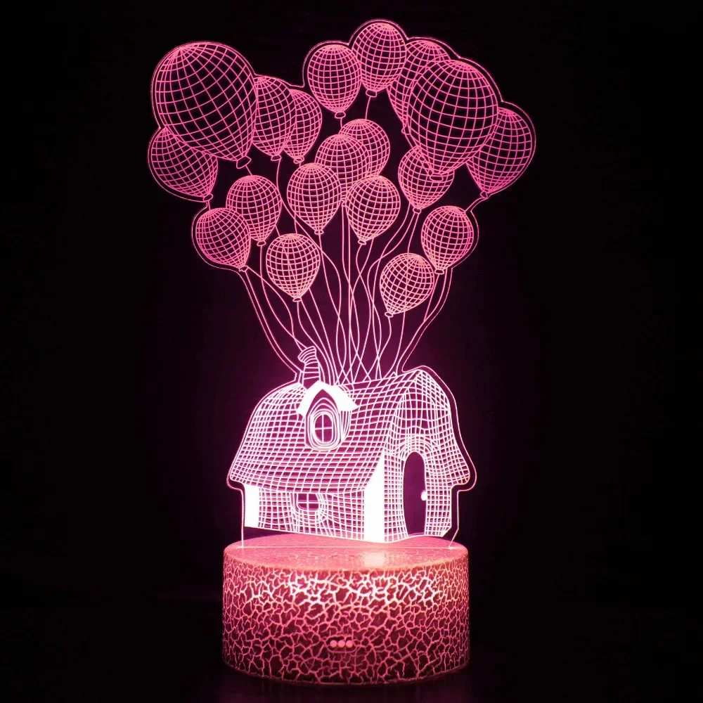 Nighdn Acrylic Balloon House Night Light LED 3D Illusion Lamp for Kids Baby Sleep Nightlight Gift for Room Decor 7 Colors Change